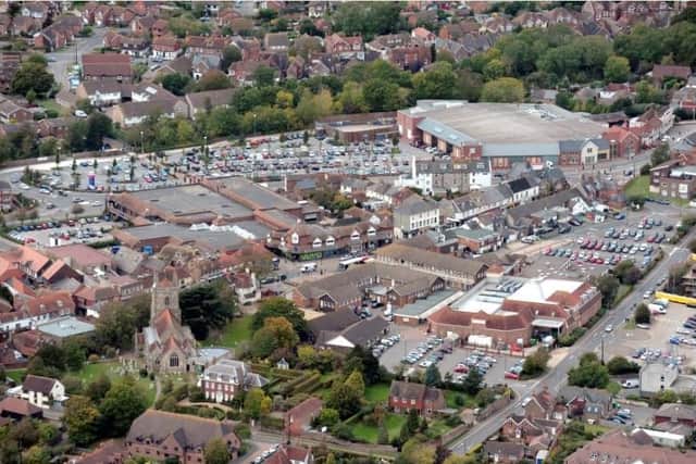 An aerial view of Hailsham town centre. The average price of a two bedroom terrace is £235,000, well under the average national property price