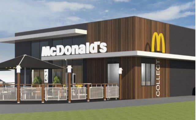 An illustration of the proposed new McDonald's restaurant and drive-thru near Horsham