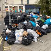 One of the piles of rubbish in Brighton city centre