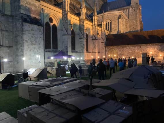 The Chichester cathedral courtyard was well lit