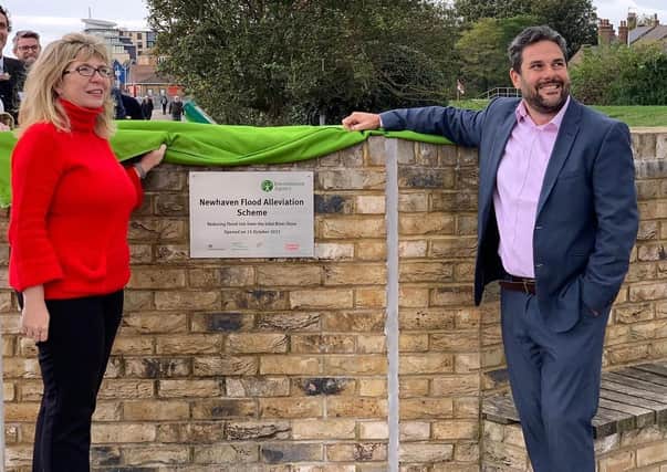 Maria Caulfield MP unveils plaque at Newhaven for £17.5 million flood alleviation scheme