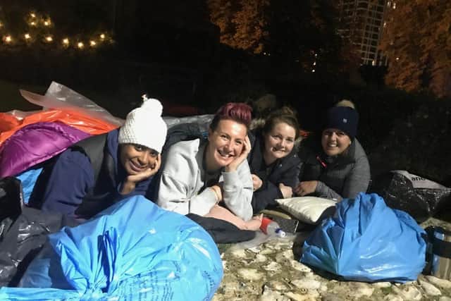 People taking part in a previous Big Sleep Out fundraiser for Off the Fence
