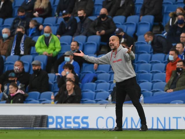 Man City boss Pep Guardiola had a rough ride on his last visit to the Amex Stadium