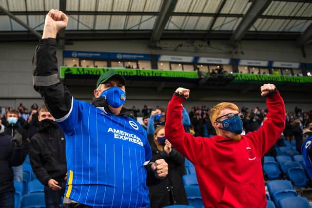 Brighton fans enjoy victory against the Premier League champions