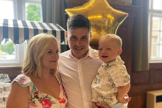 Lee and Melissa Seager with their son Finley, now 20 months old