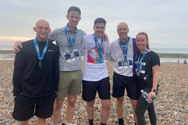 Lee Seager with friends who ran the Worthing 10k to raise money for the Special Care Baby Unit at Worthing Hospital