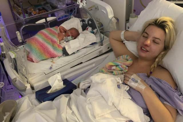 Poppy Stewart-Brown from Burgess Hill with her daughter Arabella. Picture: Cancer Research UK.