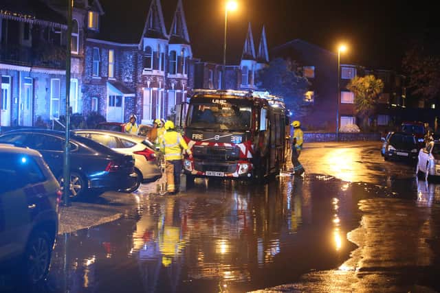 Floods in St Catherine's Road, Littlehampton, as a result of the rain last night. Photo by Eddie Mitchell