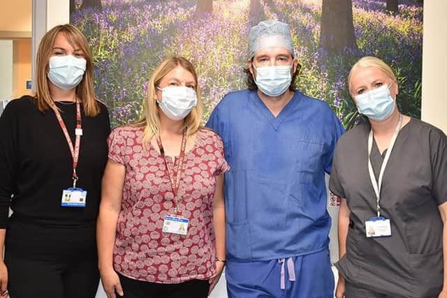 Left to right: Penny Boxall (clinical research co-ordinator), Jo-Anne Taylor (senior research nurse), Mr James A Moore (consultant urological surgeon), Penny Whitling (urology clinical nurse specialist) SUS-211021-161357001