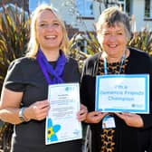 Arun has become certified a Dementia Friends community - Caroline Thomas (Customer relations manager at Darlington Court) and Mandie Kane (Mental health nurse specialising in dementia and chair of Arun dementia friends). Pic S Robards