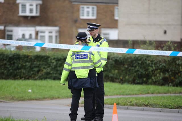 Police at the scene today. Picture by Eddie Mitchell