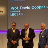 Left to right: Ian Grant, DAF Trucks Ltd (Headline Sponsor), Eur ring Prof Dave Cooper,  Sir John Parker, patron  SOE & chairman of Pennon Group and Laing O'Rourke, a director of Carnival Corporation plc and lead non-executive director at the Cabinet Office