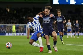 Tariq Lamptey gave Jack Grealish a tough time in the second half at the Amex Stadium