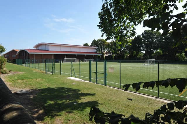 University of Brighton, Hillbrow, School of Sport and Service Management. Sports halls and all-weather sports pitch. September 3rd 2013 E36141P ENGSUS00120130509171117