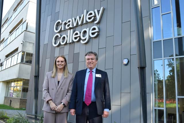Crawley College student president Chloe Harrison with Crawley MP Henry Smith