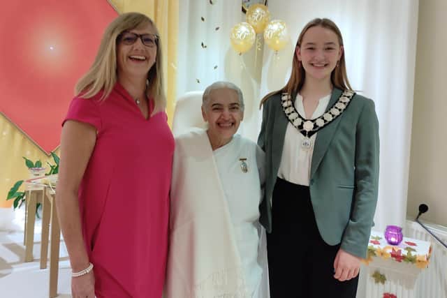 Sister Jayanti, European director of Brahma Kumaris, with former Worthing mayoress Vicky Vaughan and Worthing deputy youth mayor Henny Sonnemann-Petty. Picture: Mark Fleming