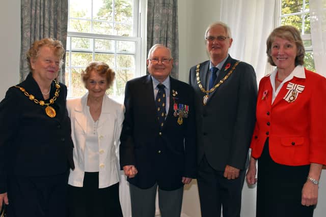 Mr and Mrs David Collins with the Lord Lieutenant of West Sussex, Mrs Susan Pyper, chairman of Mid Sussex District Council councillor Margaret Belsey and Haywards Heath Town Mayor Howard Mundin. Picture: Haywards Heath Town Council.