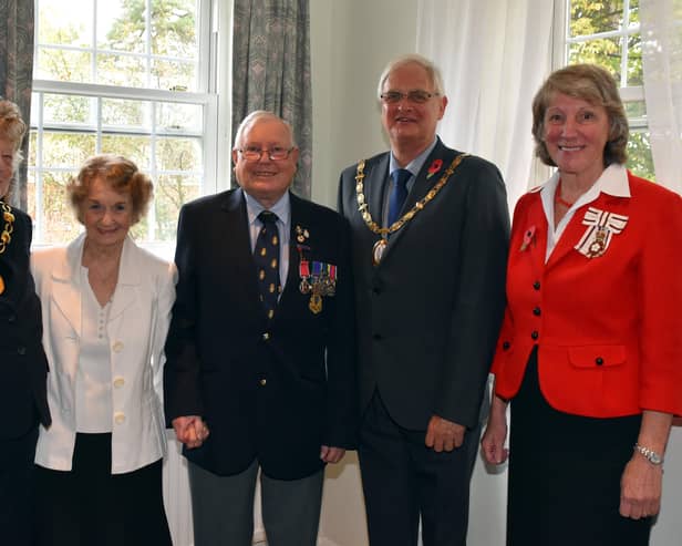 Mr and Mrs David Collins with the Lord Lieutenant of West Sussex, Mrs Susan Pyper, chairman of Mid Sussex District Council councillor Margaret Belsey and Haywards Heath Town Mayor Howard Mundin. Picture: Haywards Heath Town Council.