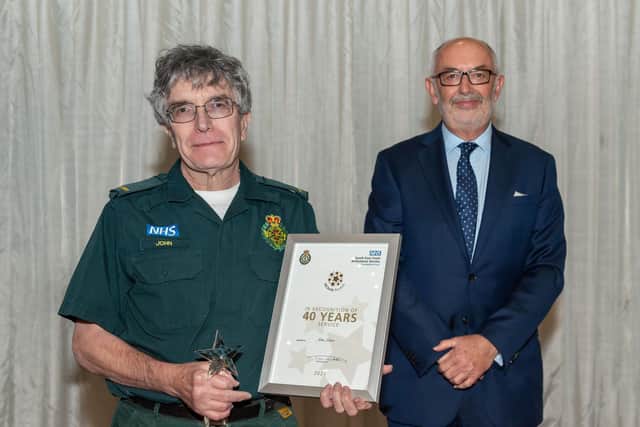 Paramedic John Laver was awarded for his 40 years of service for the NHS.
