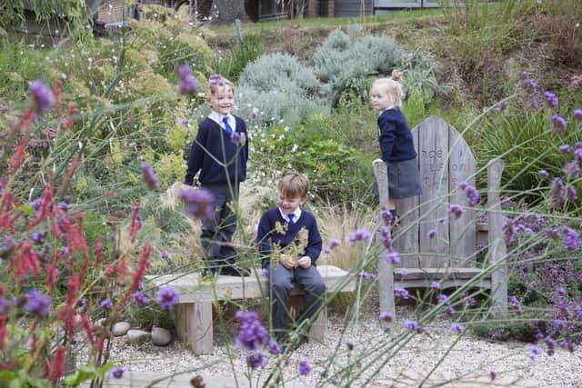Sedlescombe Primary children enjoy the sensory garden SUS-210311-143823001