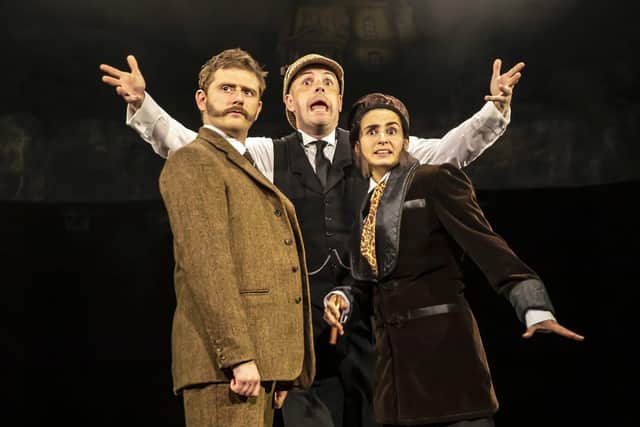 The Hound of the Baskervilles: Niall Ransome, Jake Ferretti, Serena Manteghi. Picture from Pamela Raith SUS-211029-090916001