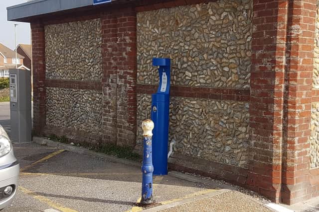 One of the water refill stations by Sovereign Harbour, Eastbourne SUS-211028-162852001