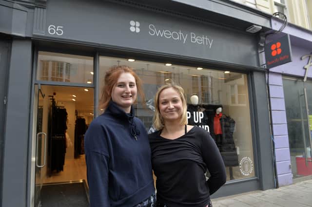 Katie Treyhewey and manager Kamila Feterlich at the new Sweaty Betty shop (Photo by Jon Rigby)