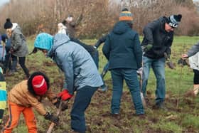 Treebourne volunteers at Sevenoaks Recreation Ground in the winter of 2020. Picture from Treebourne SUS-210211-121710001