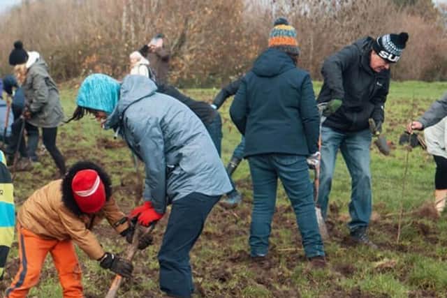 Treebourne volunteers at Sevenoaks Recreation Ground in the winter of 2020. Picture from Treebourne SUS-210211-121710001