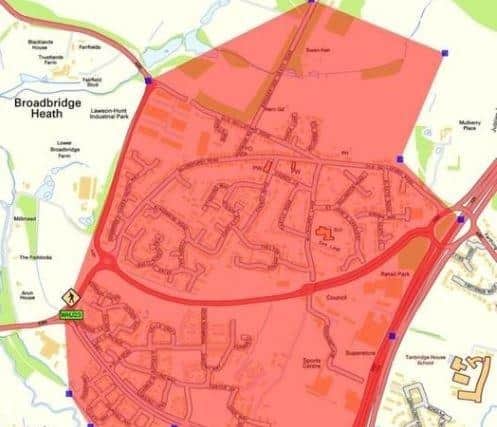 The dispersal order will cover this area in Broadbridge Heath