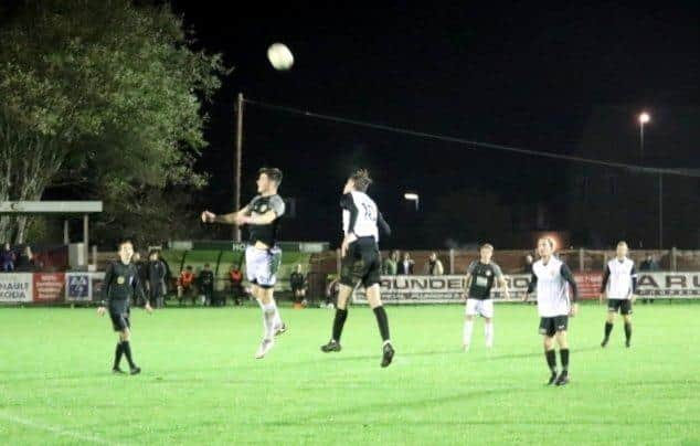 Action from Pagham's home loss to Eastbourne Utd / Picture: Roger Smith