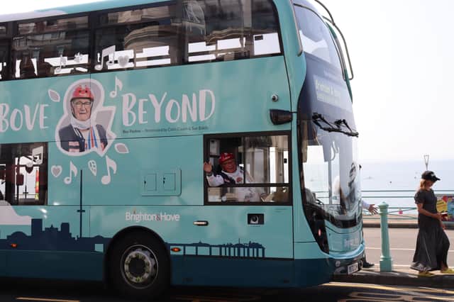 Roller Roy gets behind the wheel of the bus he is appearing on