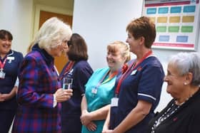 The Duchess of Cornwall visits St Wilfrid's Hospice in Eastbourne for its 40th anniversary. SUS-210511-112342001