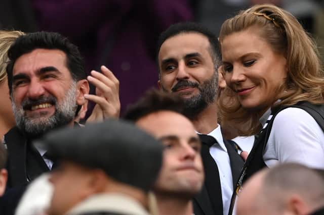 New owners, Chairman Yasir Al-Rumayyan (l) and Amanda Staveley, part-owner of Newcastle United prior to the Premier League match between Newcastle United and Tottenham Hotspur at St. James Park on October 17, 2021 in Newcastle upon Tyne, England. (Photo by Stu Forster/Getty Images) SUS-210511-152841001