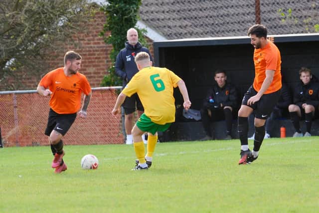 Action from Mile Oak's draw at home to Godalming in division one of the Southern Combination League / Picture: Stephen Goodger