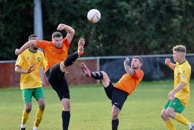 Action from Mile Oak's draw at home to Godalming in division one of the Southern Combination League / Picture: Stephen Goodger