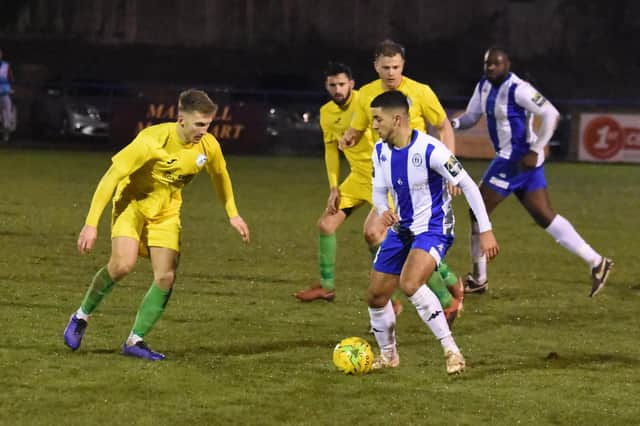 Luke Robinson hit a consolation goal for Haywards Heath Town in their surprise defeat at Faversham Town. Picture by Grahame Lehkyj