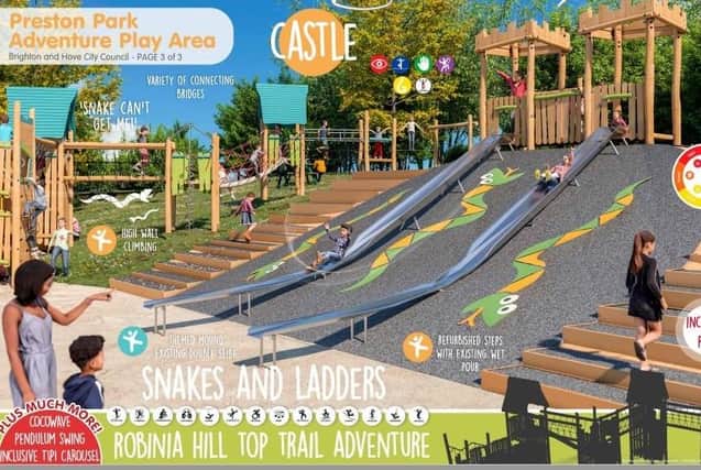 The manufacturer's artist impression of part of the planned improvements at Preston Park adventure play area
