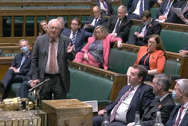 Worthing West MP Sir Peter Bottomley speaking in the Commons on Monday