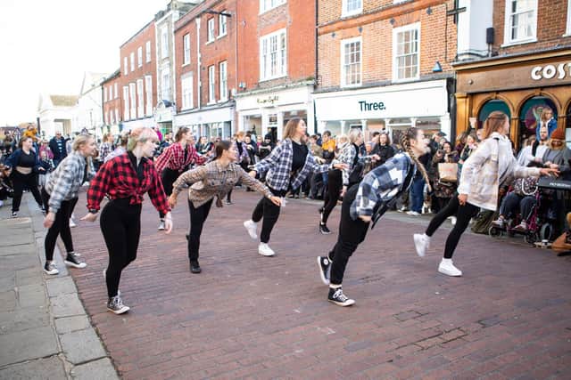 A flashmob entertained the large crowed gathered at The Cross Market & More