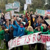 Climate change campaigners of all ages at the march to Bramber Castle on Saturday