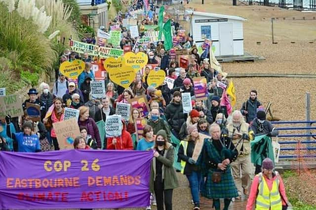 Eastbourne climate change march SUS-211111-111009001