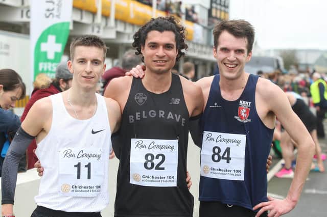 The first three home in the 2020 Chi Priory 10k / Picture: Derek Martin Photography