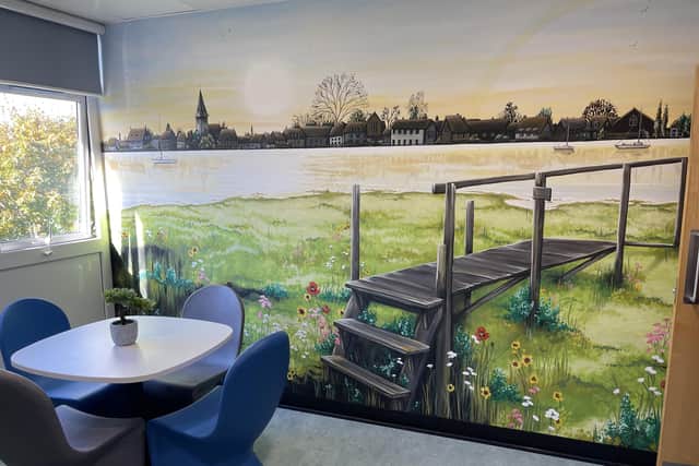 The reflection room at St Richard's Hospital in Chichester features a lovely mural
