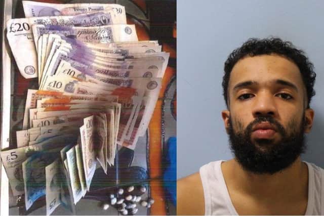 Ajay Stephens with his drugs and cash (Pic: Metropolitan Police)