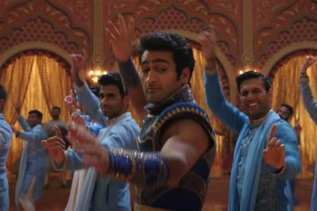 A screenshot from Disney's Marvel film Eternals, which stars Crawley actor and Bollywood dancer Saaj Raja (right)