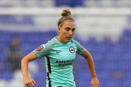Maisie Symonds earned Brighton three points with a well-taken last gasp freekick at the Amex Stadium