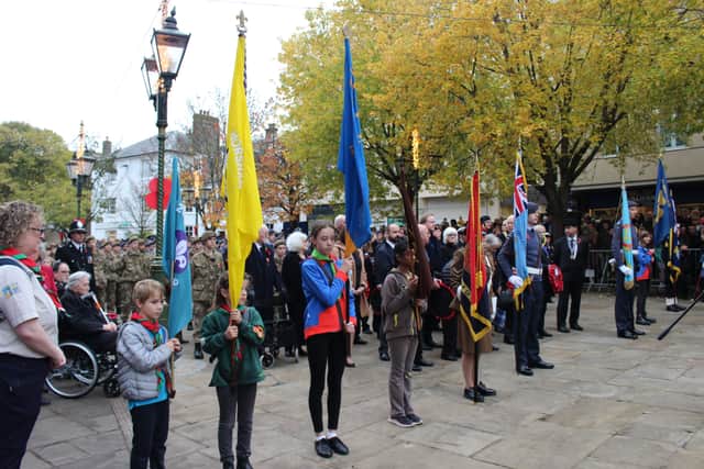 Standard bearers in the packed Carfax