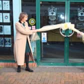 Burgess Hill town mayor Anne Eves and Mid Sussex MP Mims Davies open the Help Point. Picture: Derek Martin Photography and Art, DM21110510a.