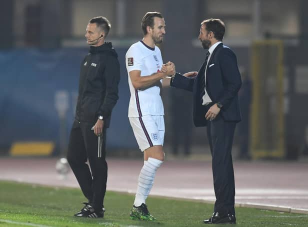 Gareth Southgate congratulates Harry Kane after his substitution